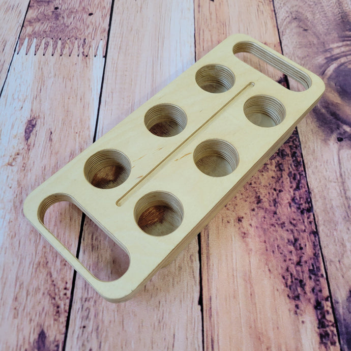 Plateau de rangement en bois pour 6 pots de peinture