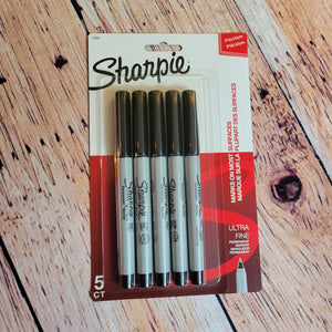 Sharpie noir - Paquet de 5 marqueurs permanents pointe très fine