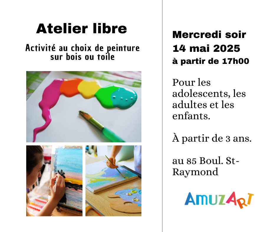 Atelier libre de peinture  | Mercredi soir | 14 mai 2025