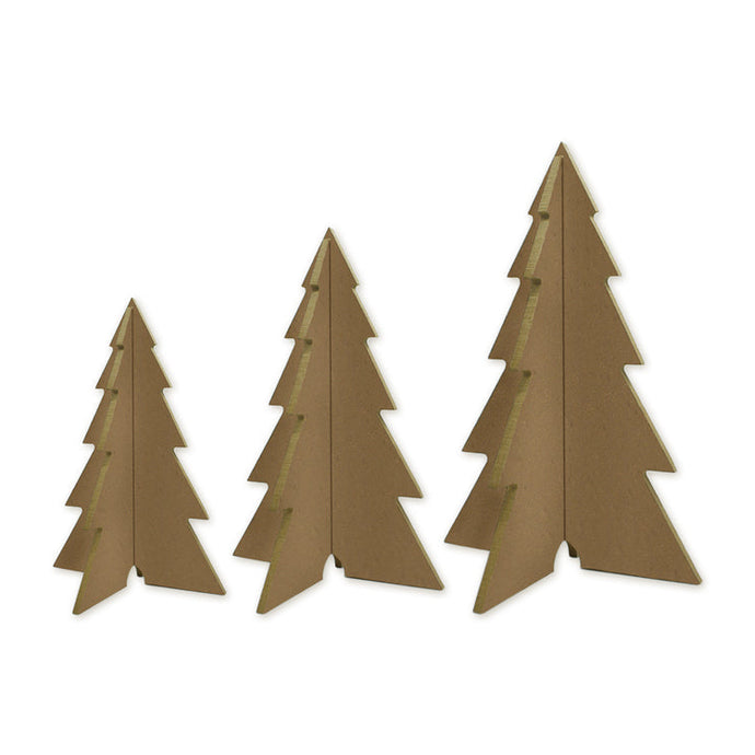 Découpes en bois 3 sapins à peindre 3D