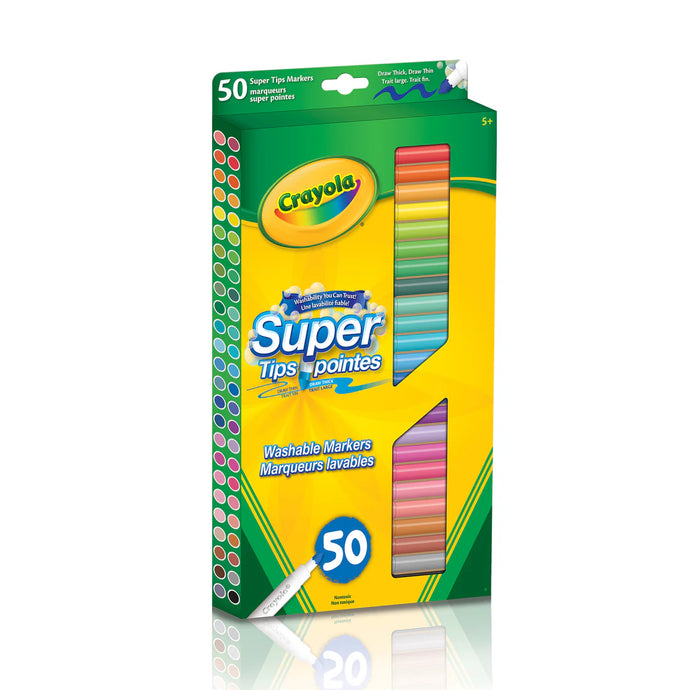 50 crayons feutres lavables - Super pointes (trait fin et large) de Crayola
