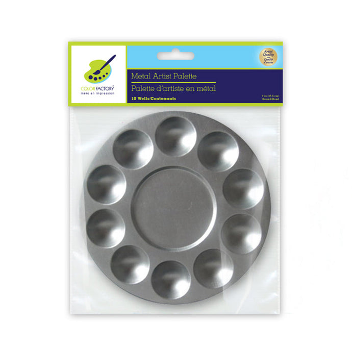 Palette d'artiste ronde en métal -10 godets