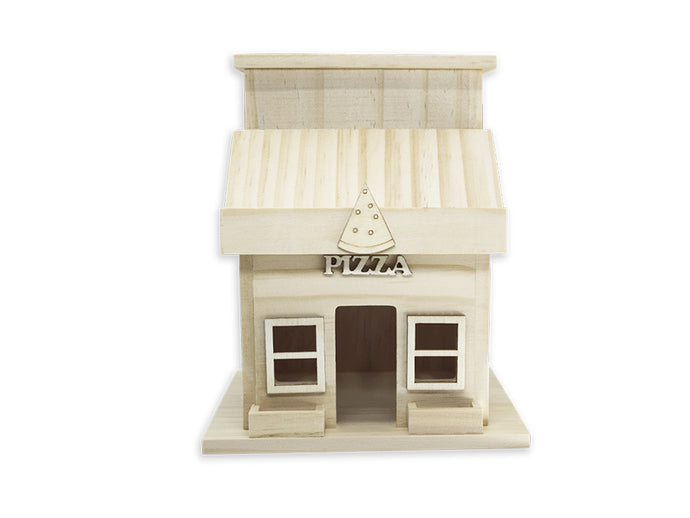 Pizzeria en bois naturel à peindre