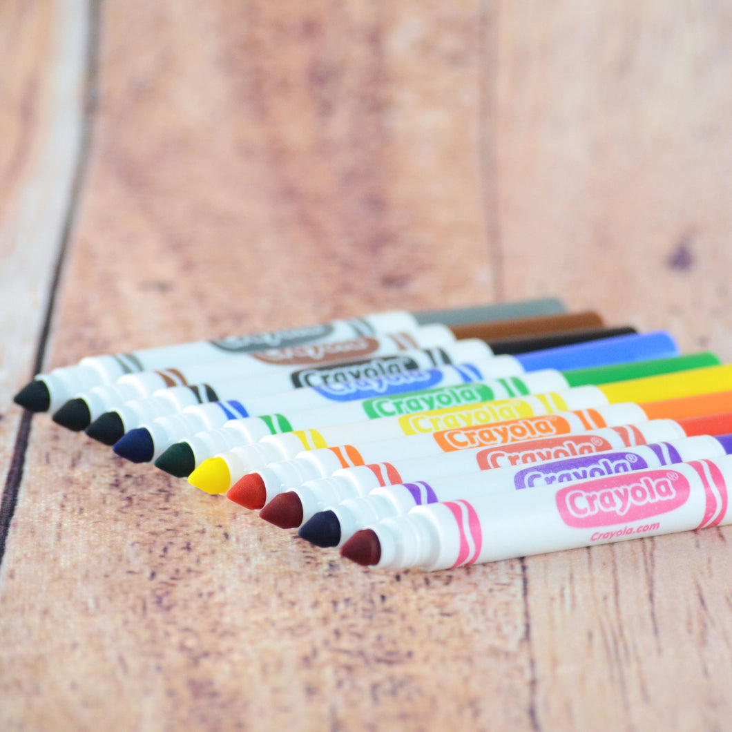 10 crayons feutres à pointe large lavables Crayola – Amuzart