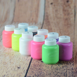 10 petits pots de peinture lavable (gouache) couleurs néons
