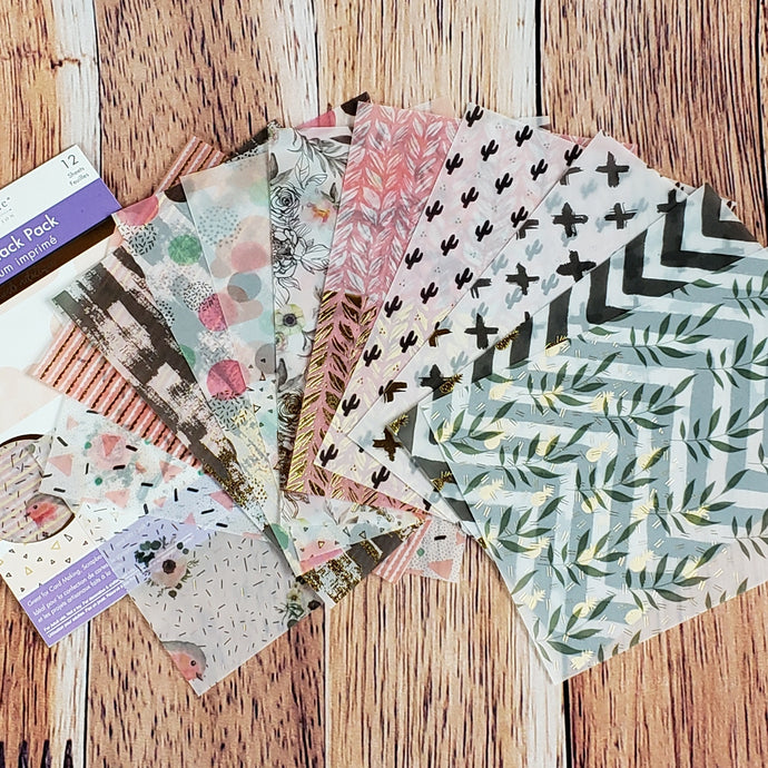 12 feuilles de papier vélin - motifs variées