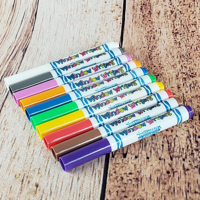 10 crayons feutres à pointe large lavables pour fenêtre