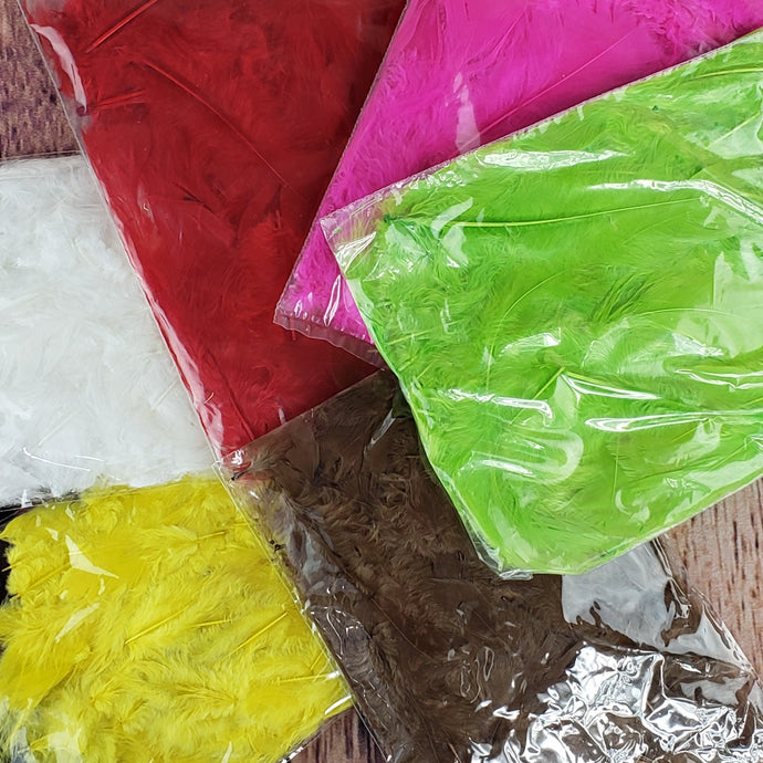 Plumes pour bricolage (8 à 12 gr.) - couleurs variées