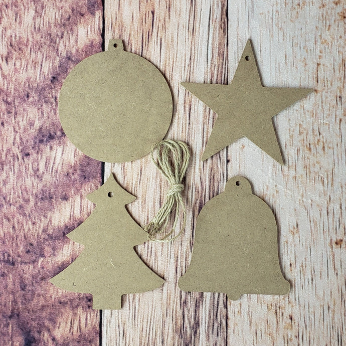 4 décorations de Noël en bois - formes variées