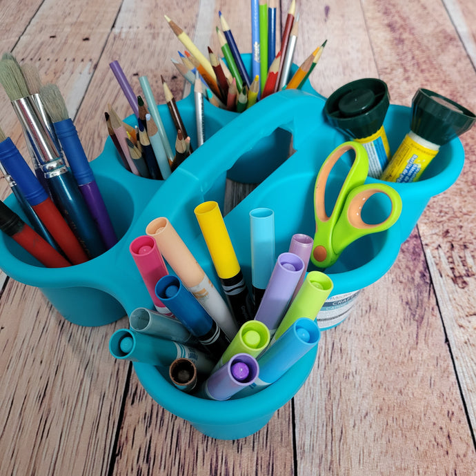 Caddie bleu avec 6 compartiments divisés