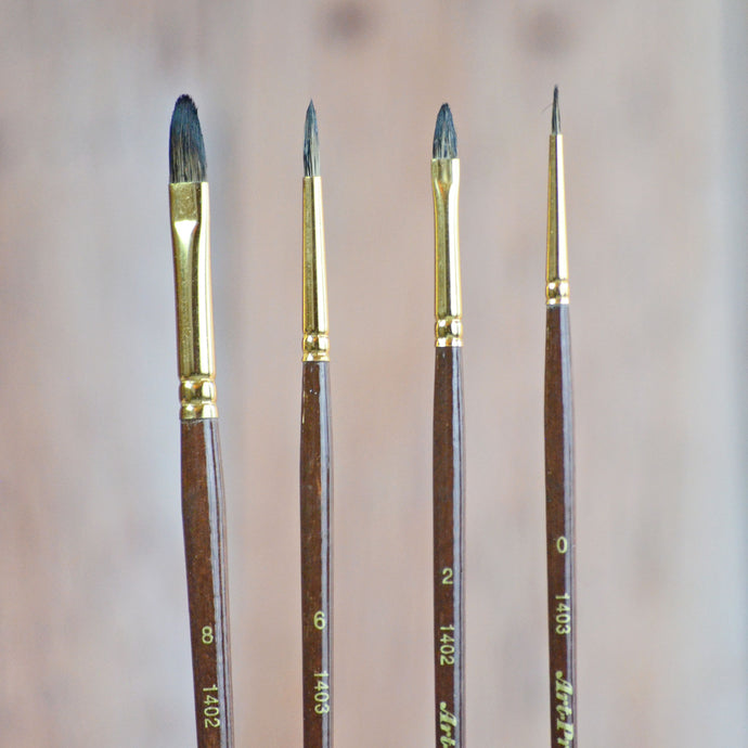 Pinceaux en poils de martre - tailles variées (vendus à l'unité ou ensemble)