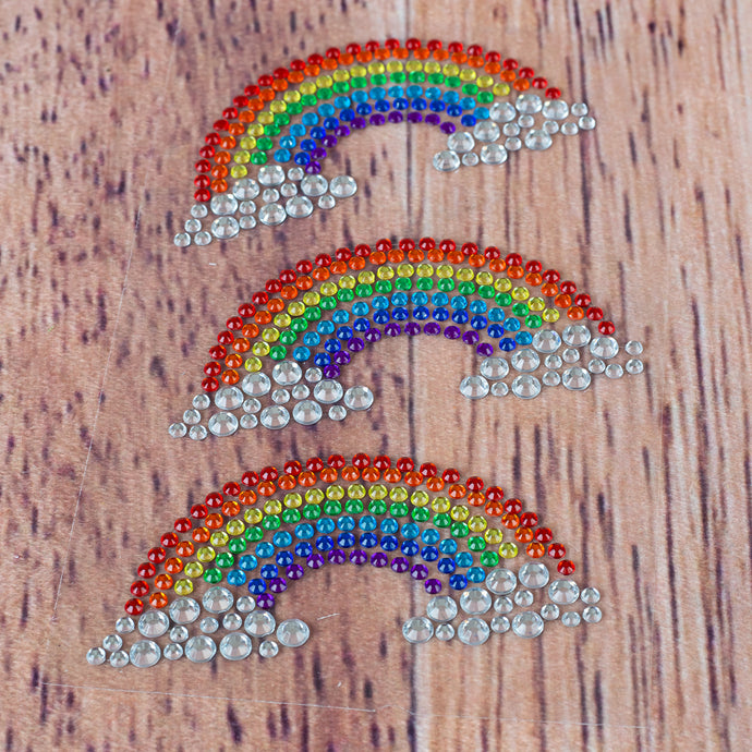 3 autocollants Arc-en-ciel en pierre de rhin