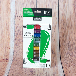 12 petits tubes de peinture acrylique de marque Pébéo