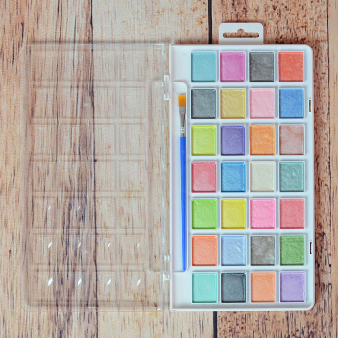 Peinture aquarelle pour débutant (28 couleurs nacrées)