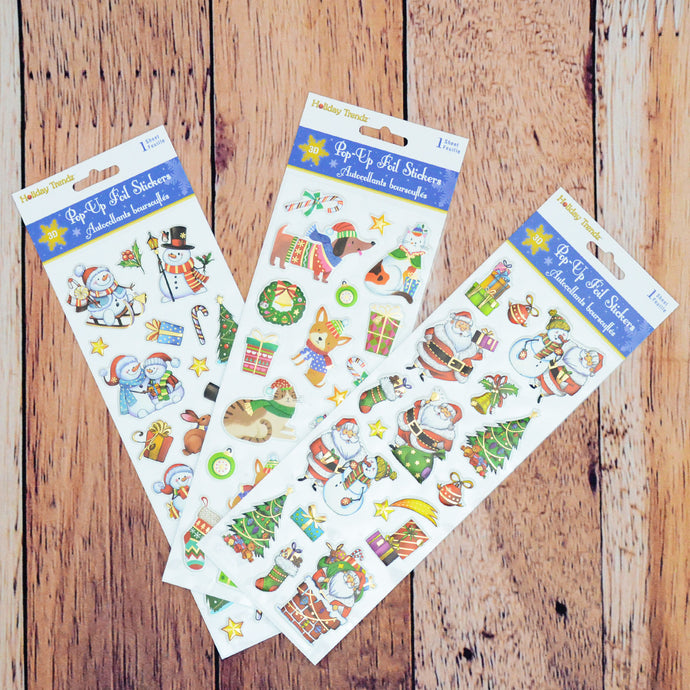 Autocollants effet métallique doré de Noël - modèles variés