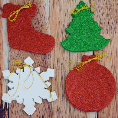 Paquet de 6 formes de Noël brillantes en caoutchouc mousse - modèles variés