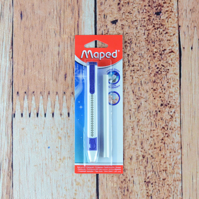Porte gomme à effacer avec 2 recharges d'effaces blanches