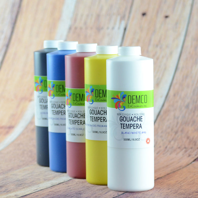 Gouache couleurs variées - Grand format 500 ml