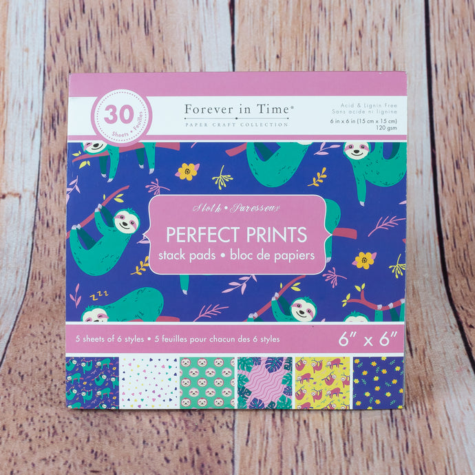 Bloc de papiers décoratifs de paresseux - 30 feuilles de 6