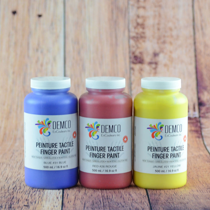 Peinture à doigt - couleurs variées - format 500 ml.