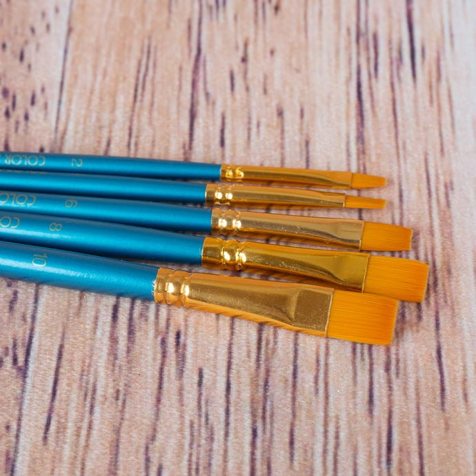 5 pinceaux plats en poils synthétiques