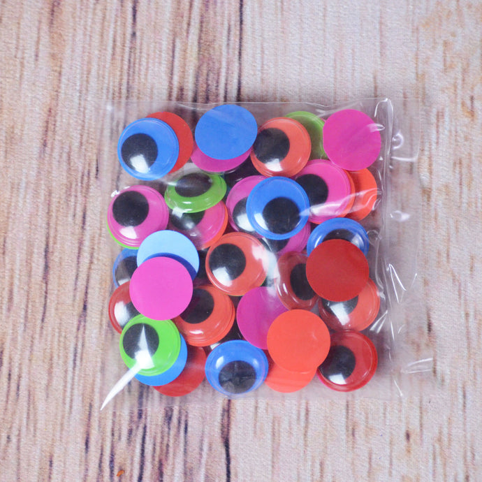 50 yeux mobiles colorés à coller (20 mm - couleurs néon)
